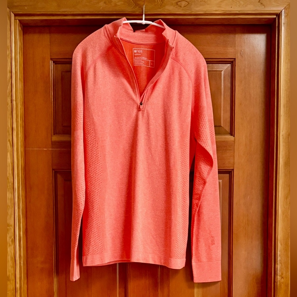 FIGS Long-sleeve 1/4 Zip Seamless SALTA Underscrub Top Sunset Orange